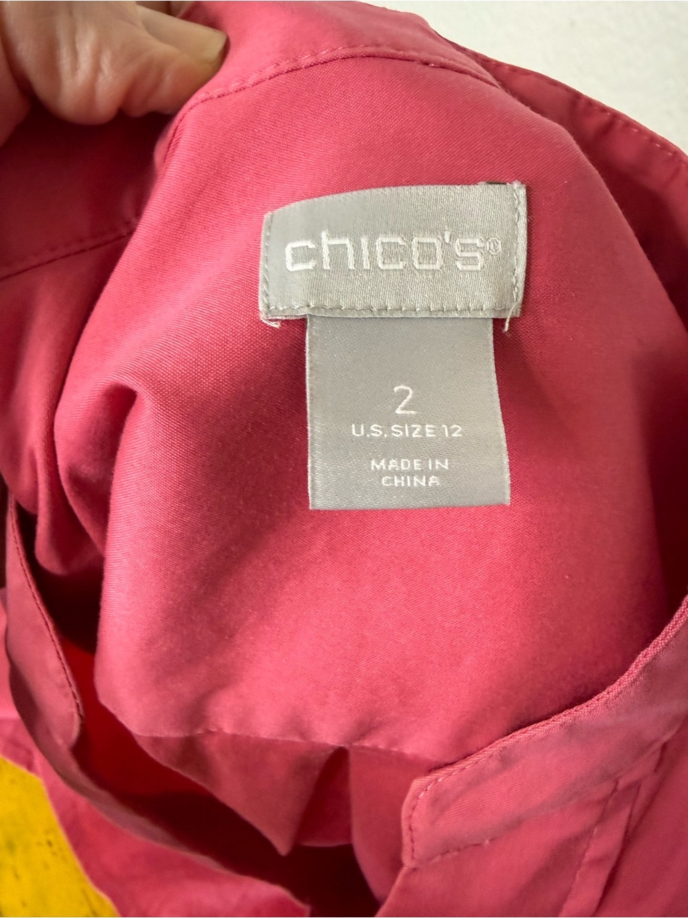 Chico’s Poplin Balloon Sleeve Popover Blouse Pink Women’s Size 12 (Chico’s 2) - Picture 3 of 9